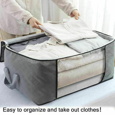 3x Large Clothes Quilt Blanket Storage Bag Fabric Home Organizer Zipper Box Bags