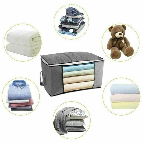 3x Large Clothes Quilt Blanket Storage Bag Fabric Home Organizer Zipper Box Bags