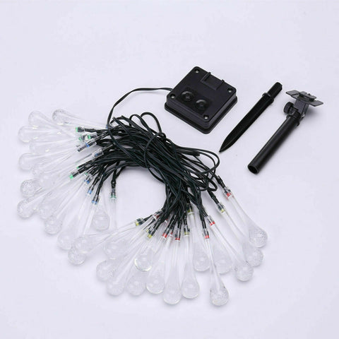 Solar Fairy String Lights 20-50 LED Raindrop Garden Christmas Tree Outdoor Lamp