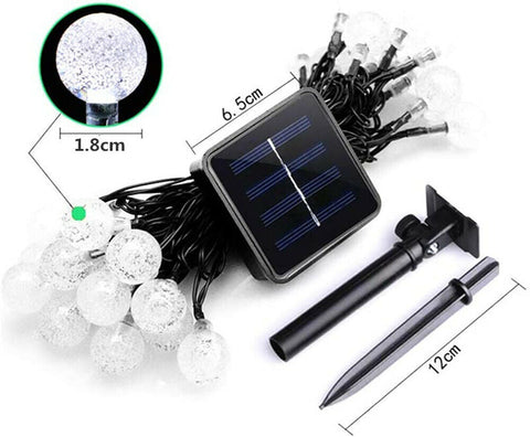 Solar Fairy String Lights 50LED Crystal Globe Outdoor Garden XMAS Party Decor