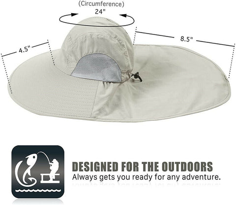 Mens Neck Flap Hat Wide Brim Unisex Hiking Fishing Sun Protection Outdoor Cap