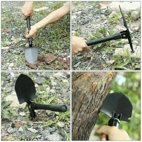 Outdoor Survival Foldable Shovel Spade Garden Camping Hiking Camp Compass