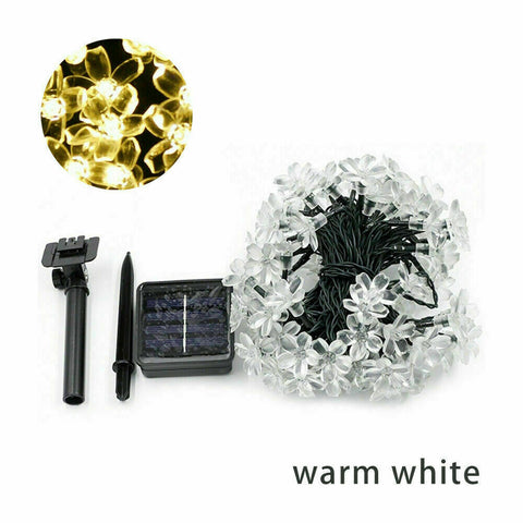 7M 50LED Waterproof Solar Cherry Flower String Fairy Lights Outdoor Garden Party