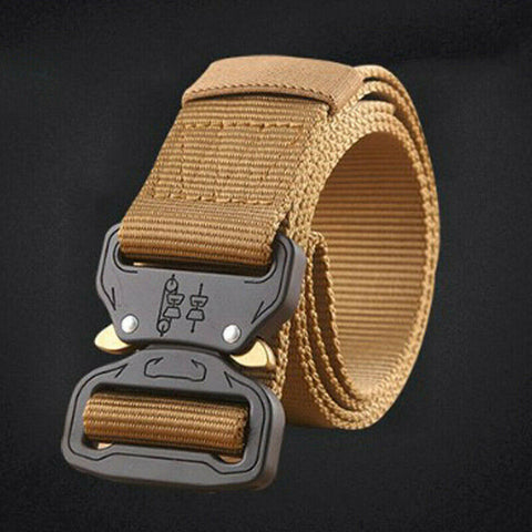 Mens Canvas Outdoor Tactical Belt Heavy Duty Army Waist Web Strap Waistband