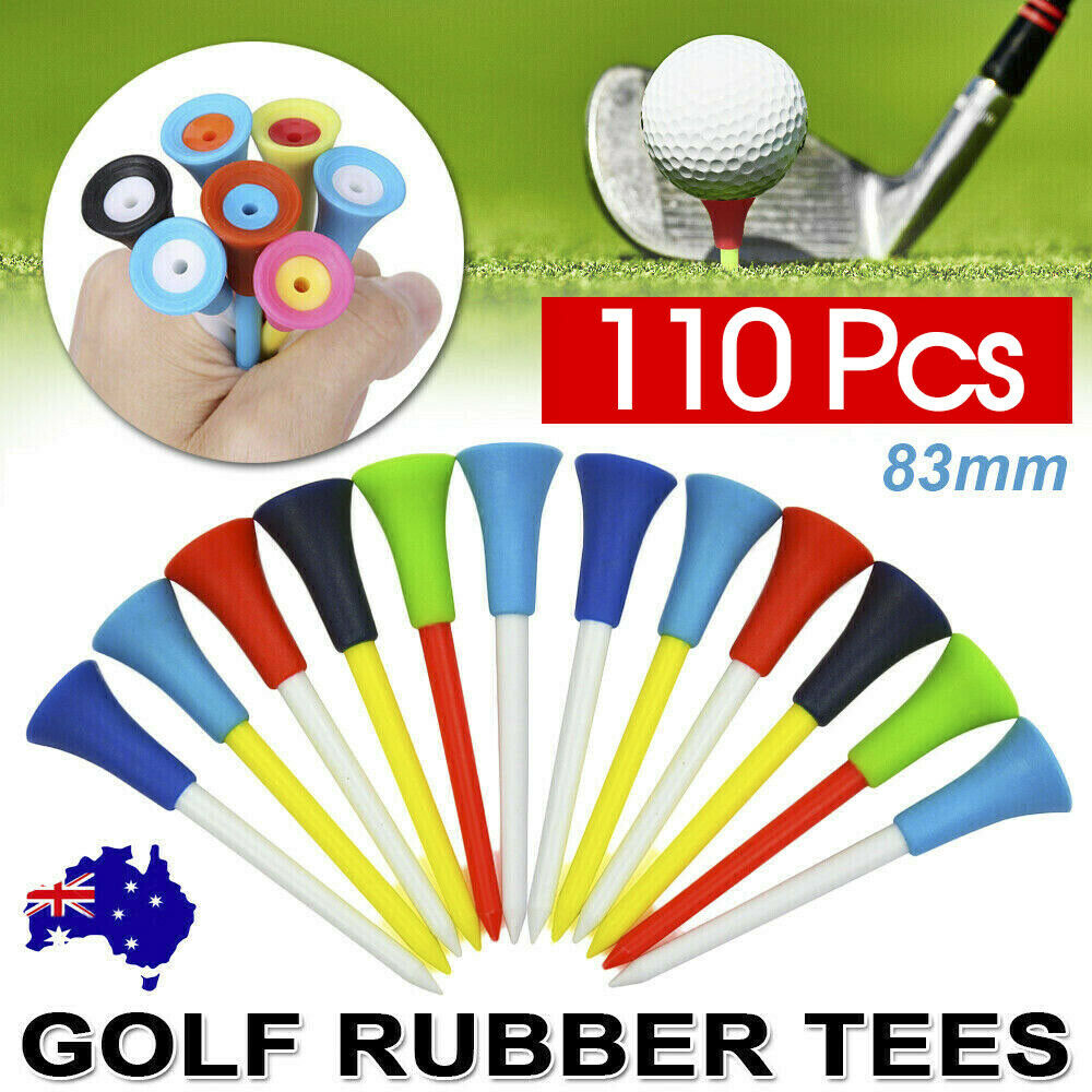 110Pcs Plastic & Rubber Cushion Top Golf Tees 83mm
