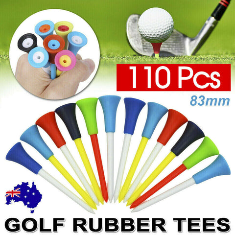 110Pcs Plastic & Rubber Cushion Top Golf Tees 83mm