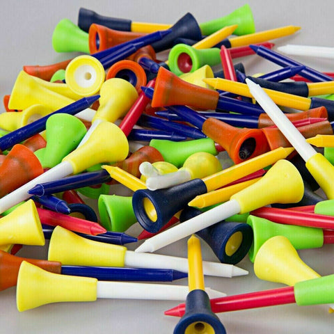 110Pcs Plastic & Rubber Cushion Top Golf Tees 83mm