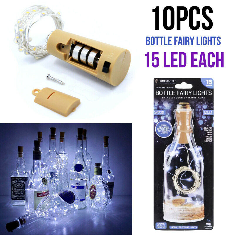 10pcs Bottle Light Cork Shape String Fairy Lamp 15LEDs Festival Xmas Valentines