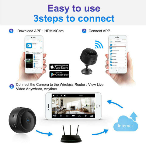1080P HD Mini Wifi Wireless IP Hidden Spy Camera Security Cam Network Monito