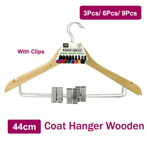 Wooden Clothes Hangers Coat Pant Suit Coat hangers Rack W/Clips