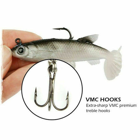 Vibe Lures Soft Plastic Poddy Mullet Flathead Jig Heads Barra Cod Fishing Tackle