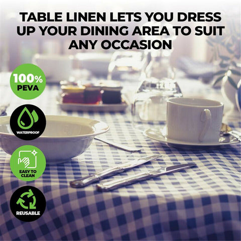 152cm Round Check Tablecloth Birthday Wedding Tableware Cover Banquet Party PEVC