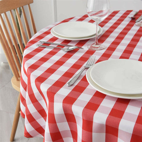 152cm Round Check Tablecloth Birthday Wedding Tableware Cover Banquet Party PEVC