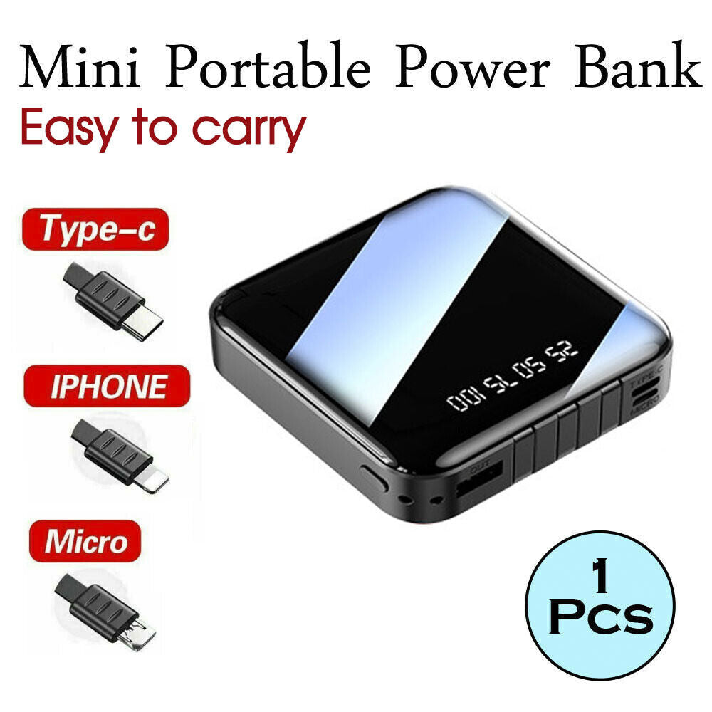 Portable 10000mAh Power Bank Mini USB Pack LED Battery Charger For Mobile Phone