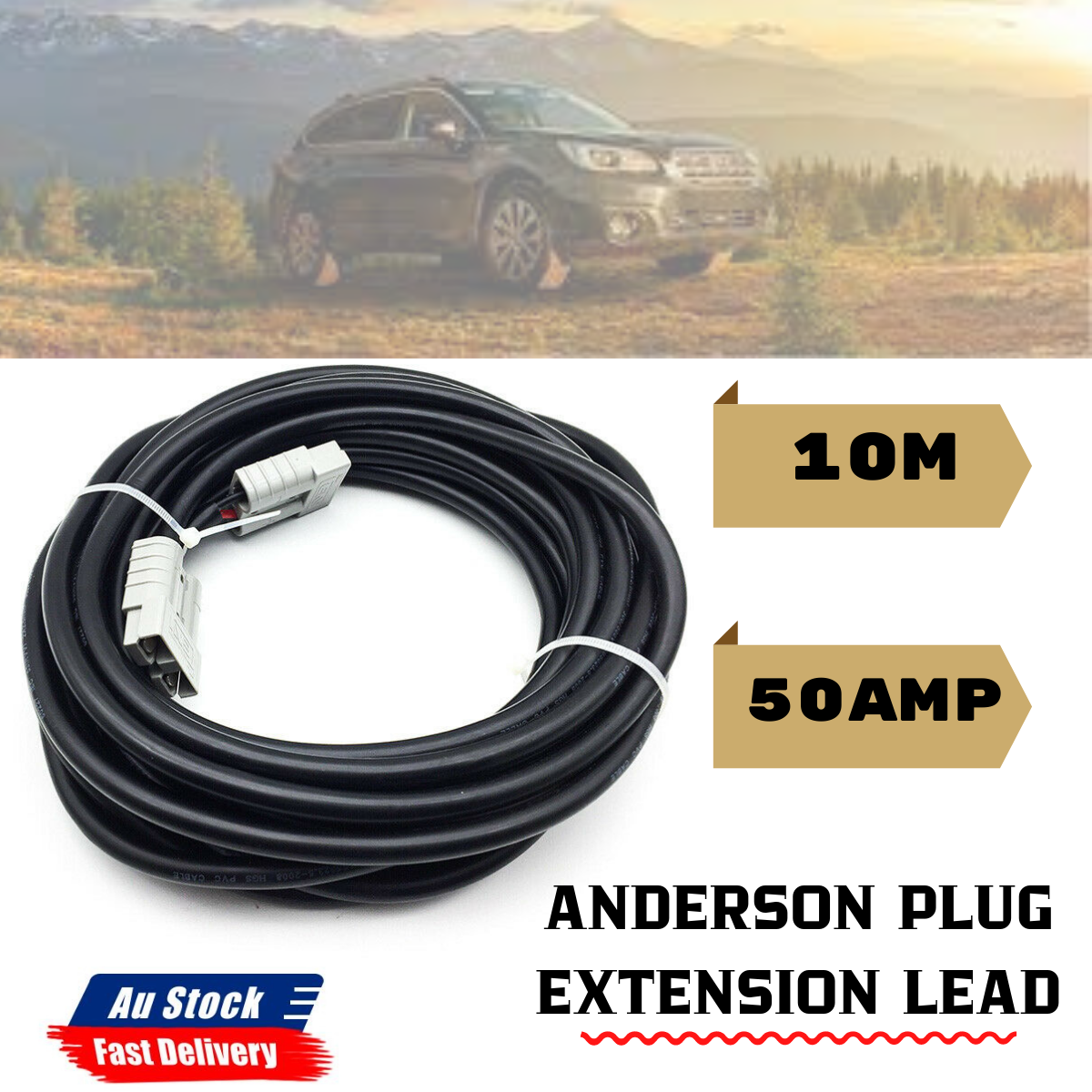 10m Ready to Use50Amp Anderson Plug Extension Lead 6mm TwinCore Automotive Cable