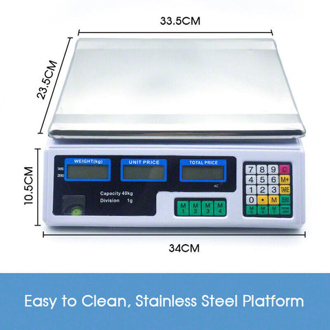 Kitchen Digital Electronic Scale 40KG Commercial Shop Weight Scales Food White
