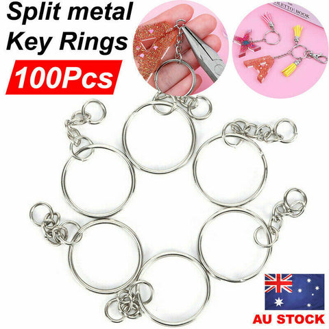 Bulk Split Metal Key Rings Keying Blanks With Link Chains For Craft DIY