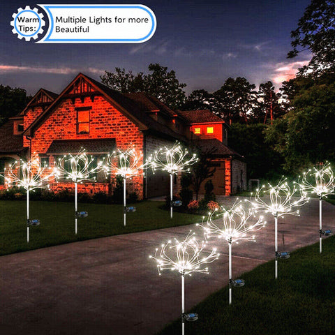 2X White/ Colorful Fireworks LED Fairy String Lights Starburst Solar Garden AU