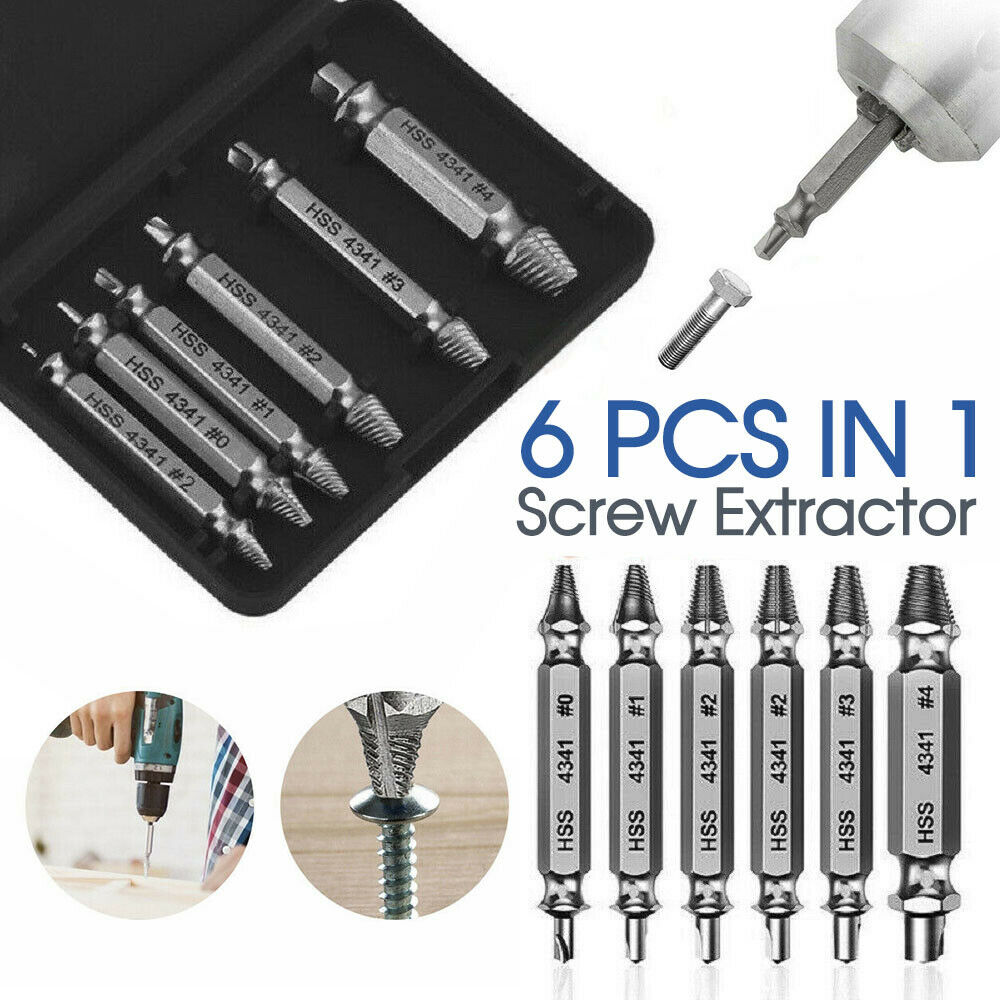 6x Damaged Screw Extractor Easy Out Broken Drill Bit Remover Kit Speed Out New
