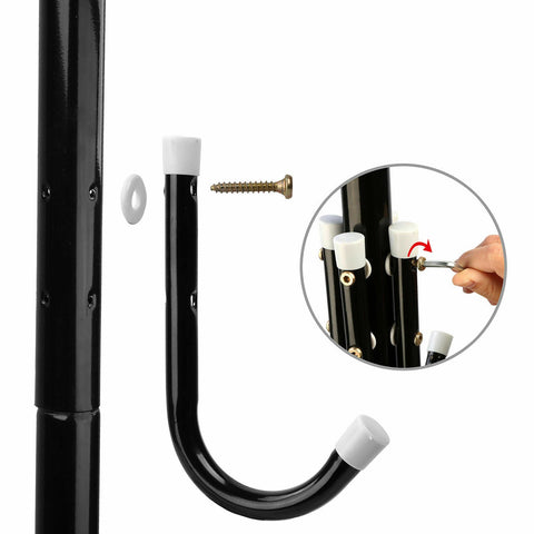 12 Hook Coat Hanger Stand 3-Tier Hat Clothes Rack Metal Tree Style Storage Black