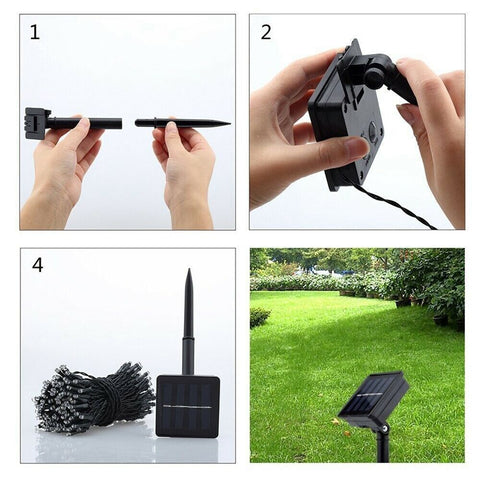 100/200/500 LED Solar Fairy String Lights Outdoor Garden Christmas Party Decor