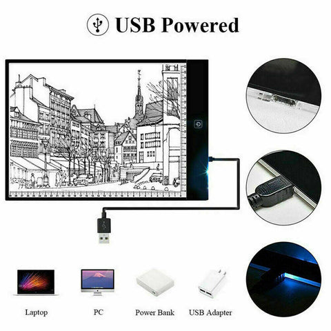 A4 LED Light Box Tracing Drawing Board Art Design Pad Copy Lightbox Day & Light