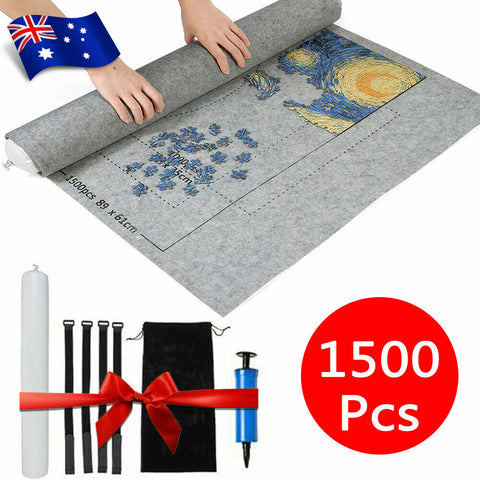 1500 PCS Jigsaw Puzzle Roll Mat Puzzle Storage Saver Pad Toys with Inflator Tool