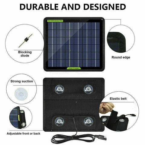 10W 5W Solar Panel Kit 12V Trickle Car Battery Charger Waterproof Boat
