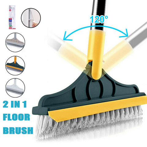 2 in 1 Floor Brush- Scrub Brush Bath Wiper 120° Rotating Head Home Cleaning Tool