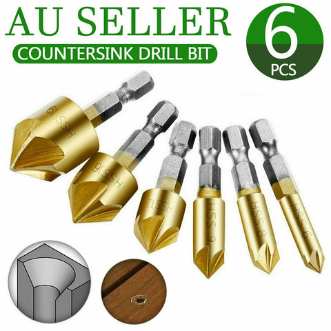6pcs Countersink Drill Bit Crosshole Cutting Tool Drill Bits Metal Drilling AU