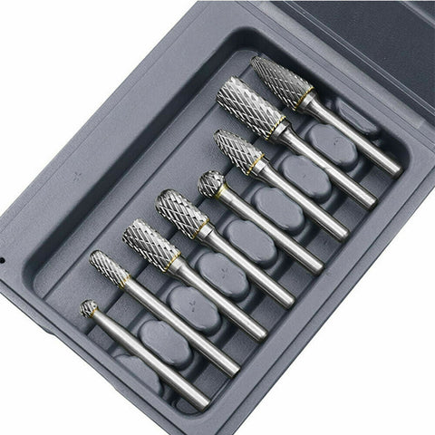 1/4" 6mm Shank Tungsten Carbide Rotary Burr Bur Die Grinder Carving Bits 8Pcs