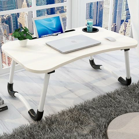 Laptop Stand Table Foldable Desk Computer Study Bed Adjustable Portable Cup Slot