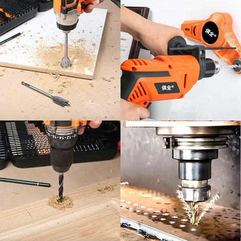 101Pc Combination Drill Bits Set Wood Hole Saw Metal Cement Screwdriver Drilling