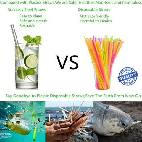 5 sets Reusable Collapsible Stainless Steel Straws Metal Straw+Brush Value Set