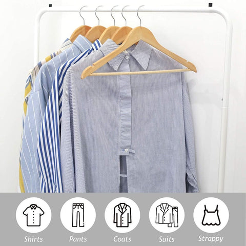 5PCS Wooden Clothes Hangers Coat Pant Suit Garments Trouser Rack