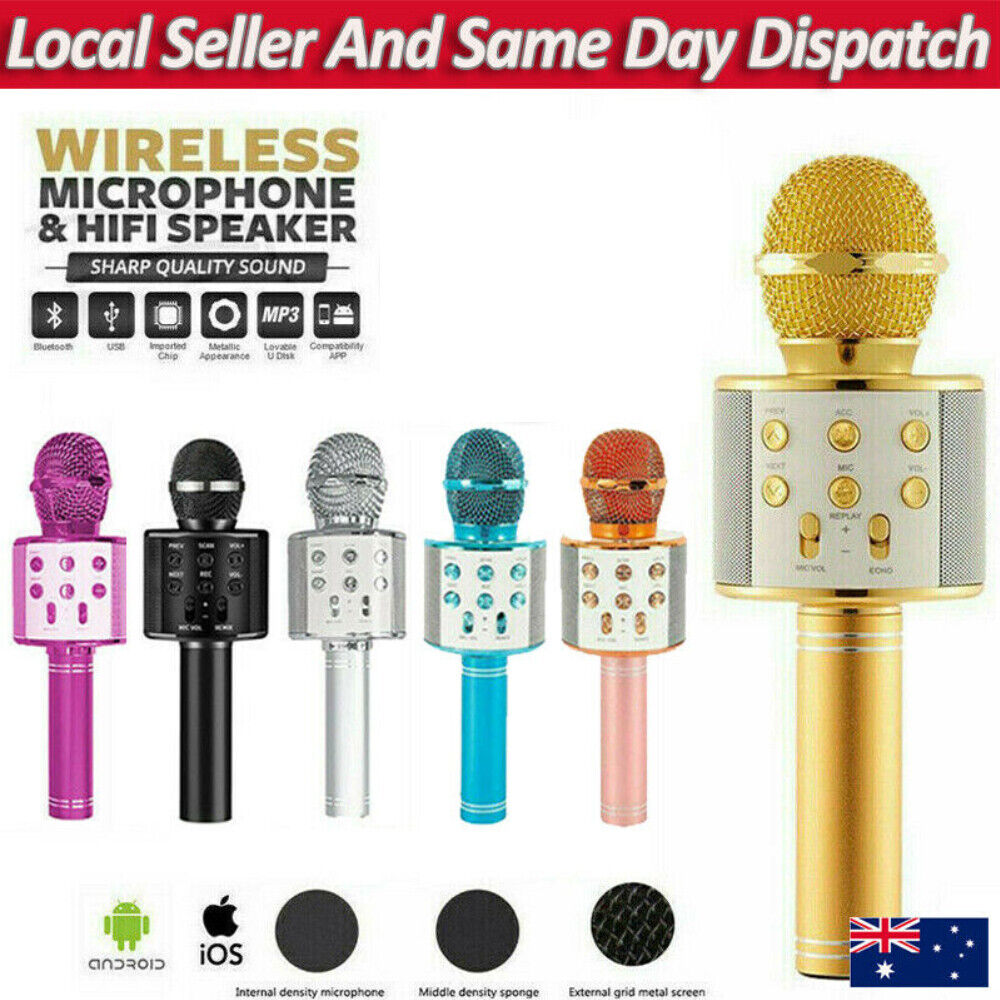 Karaoke Microphone Speaker Wireless Bluetooth Handheld Mic USB Player KTV WS858