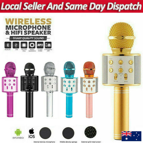 Karaoke Microphone Speaker Wireless Bluetooth Handheld Mic USB Player KTV WS858