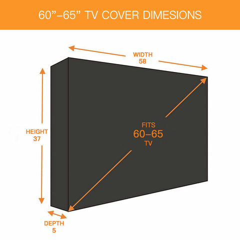 32"-65" Inch Waterproof TV Cover Outdoor Patio Flat Television Protector Black