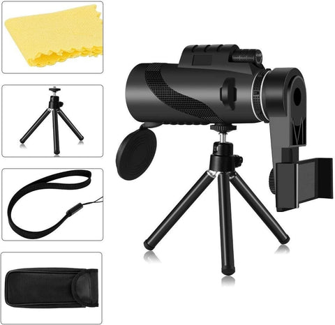 Durable Portable Telescope Monocular Travel Low Light Vision Phone Clip +Tripod