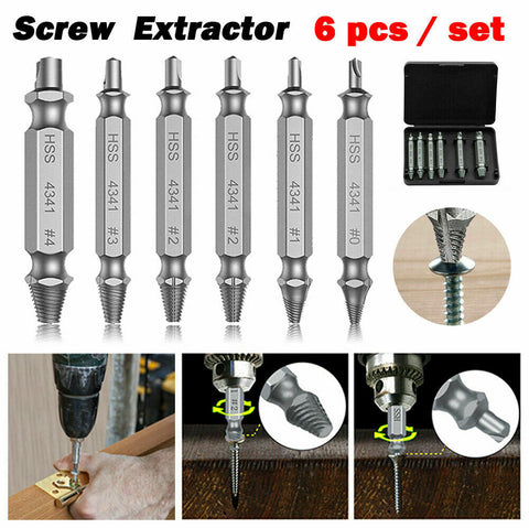 6x Damaged Screw Extractor Easy Out Broken Drill Bit Remover Kit Speed Out New