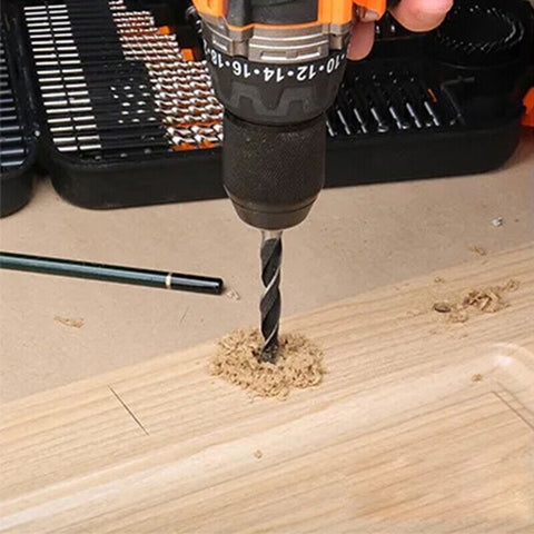 101Pc Combination Drill Bits Set Wood Hole Saw Metal Cement Screwdriver Drilling