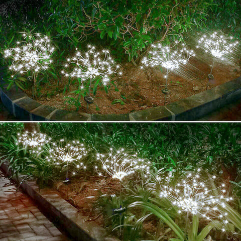 2X White/ Colorful Fireworks LED Fairy String Lights Starburst Solar Garden AU