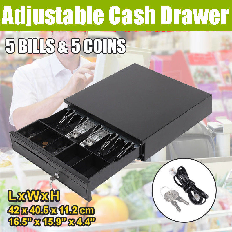 Manual/Electronic Heavy Duty Cash Drawer Cash Register POS 5 Bills 5 Coins Tray