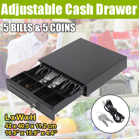 Manual/Electronic Heavy Duty Cash Drawer Cash Register POS 5 Bills 5 Coins Tray