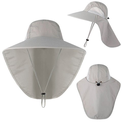 Unisex Wide Brim Sun Bucket Flap Hat UV Neck Protection Foldable Fishing Cap AU