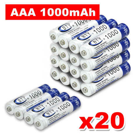 4-20x Rechargeable Battery NI-MH 1.2V 3000mAh AA/1000mAh AAA Recharge Batteries