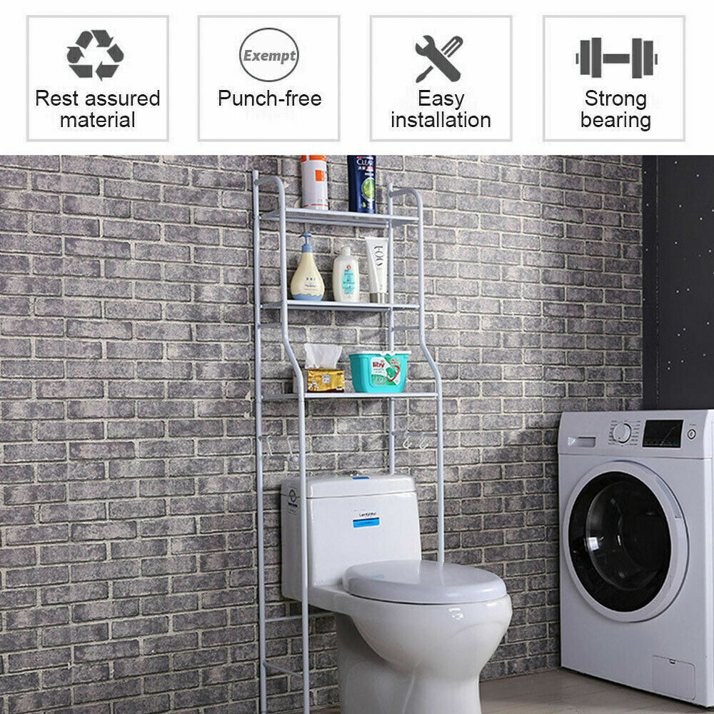 3 Tiers Toilet Shelf Bathroom Rack Over Laundry Washing Machine Storage Shelves