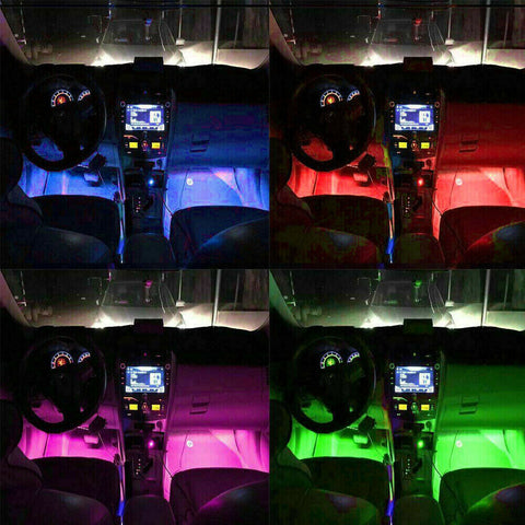 4X 12V 9LED RGB Car Interior LED Strip Lights