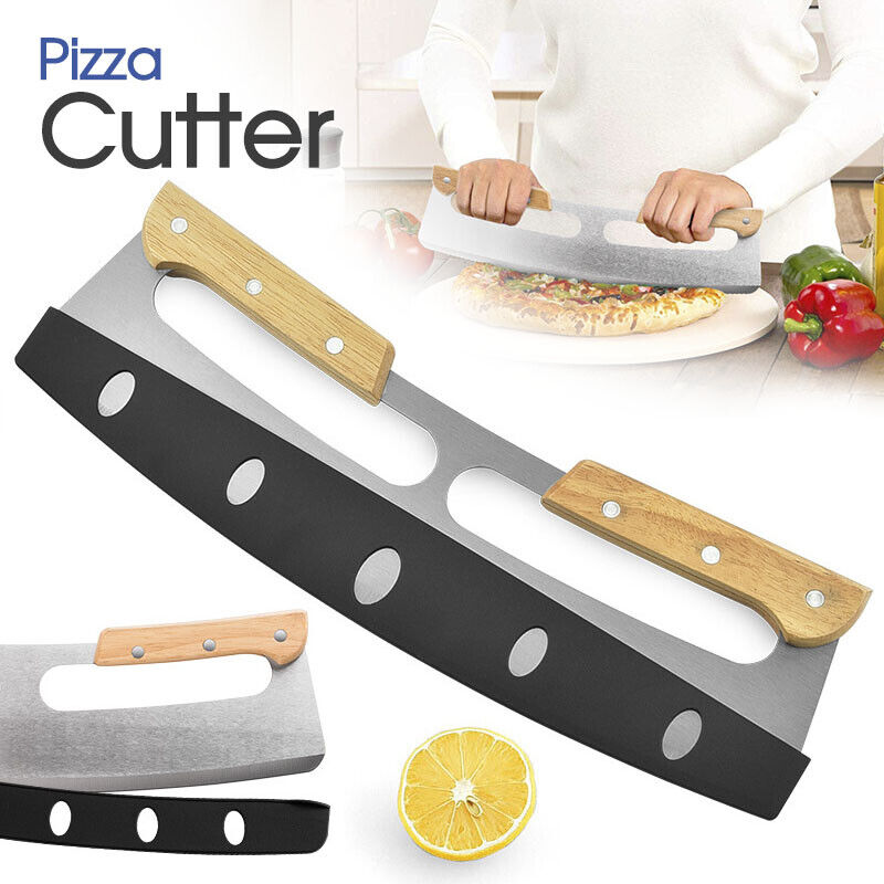 Kitchen Stainless Steel Pizza Cutter Rocker Blade Slicer 35CM +Protective Cover