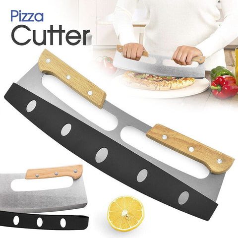 Kitchen Stainless Steel Pizza Cutter Rocker Blade Slicer 35CM +Protective Cover